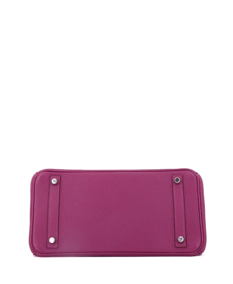 Pre-Owned Hermes Birkin 30 Handbag Pink Clemence with Palladium Hardware