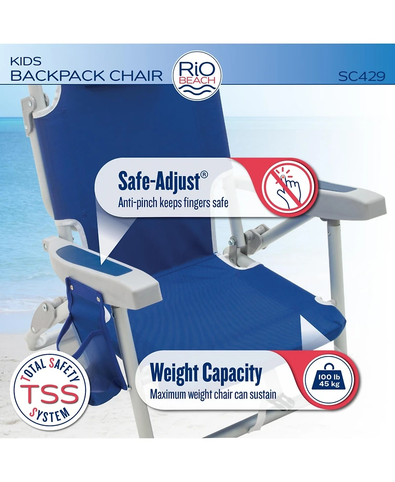 Rio Beach 2 x 2 x 2 ft Multi Kids Backpack Chair