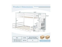 Solid Wood Twin-Over-Full Bunk Bed with Stair Storage