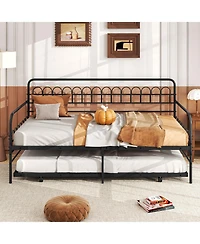 Draft - Slickblue Twin Metal Daybed with Curved Backrest and Armrests