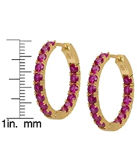 Macy's Lab-Grown Ruby (4-1/2 ct. t.w.) Inside-Out Hoop Earrings in 14k Gold Over Sterling Silver