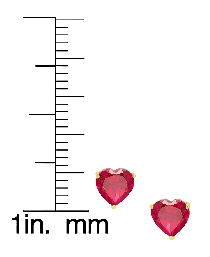Macy's 2-Piece Lab-Grown Ruby (3.20 ct. t.w.) & Lab-Grown White Sapphire (0.24 ct. t.w.) Heart Stud Earrings Set in 14k Gold Over Sterling Silver