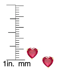 Macy's 2-Piece Lab-Grown Ruby (3.20 ct. t.w.) & Lab-Grown White Sapphire (0.24 ct. t.w.) Heart Stud Earrings Set in 14k Gold Over Sterling Silver