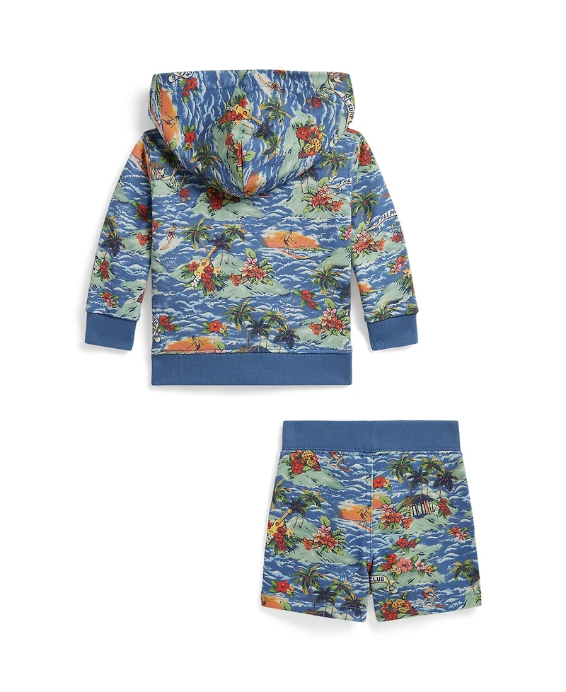 Polo Ralph Lauren Baby Boys' Tropical-Print Hoodie and Shorts, 2-Piece Set