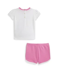 Polo Ralph Lauren Baby Girls' Crewneck T-Shirt and Terry Shorts, 2-Piece Set