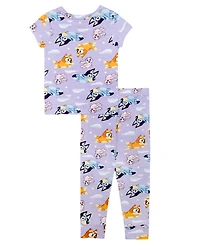 Bluey Girls' Toddler 2T-4T Dream Printed Top and Pants, 2-Piece Pajama Set