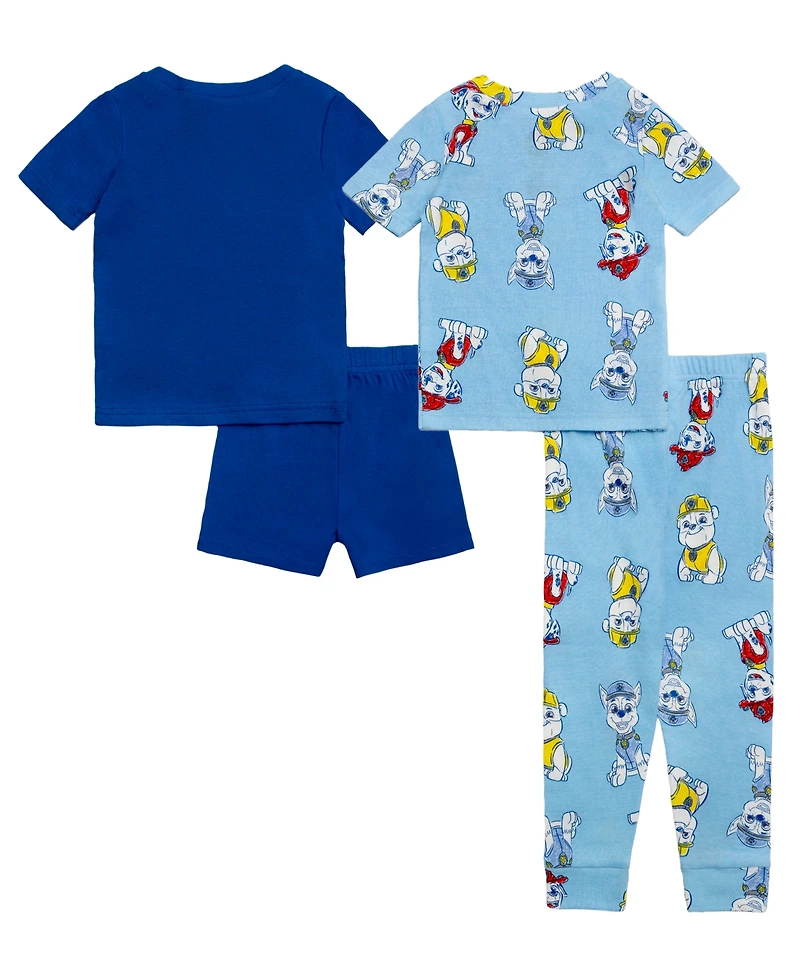 Paw Patrol Boys' Toddler 2T-4T Sketchypaw Graphic Tops, Shorts, and Pants, 4-Piece Pajama Set