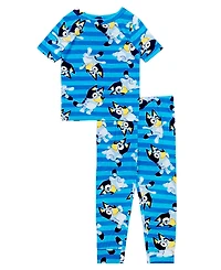 Bluey Boys' Toddler 2T-4T Striped Top and Pants, 2-Piece Pajama Set