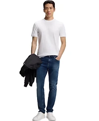 Boss by Hugo Men's Mercerised-Cotton Structured Stripes T-Shirt