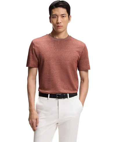 Boss by Hugo Men's Cotton, Linen Silk Mouline-Structured T-Shirt