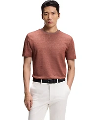 Boss by Hugo Men's Cotton, Linen Silk Mouline-Structured T-Shirt