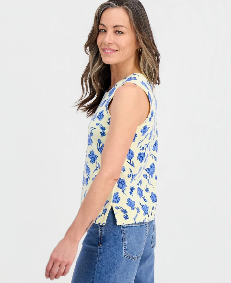 Style & Co Petite Poetic Floral Feminine Tank Sweater, Macy's Exclusive