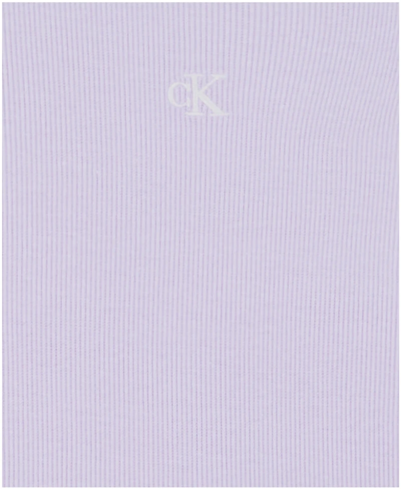 Calvin Klein Girls' 4-6X Square Neck T-Shirt and Wide Leg Denim Pants, 2-Piece Set