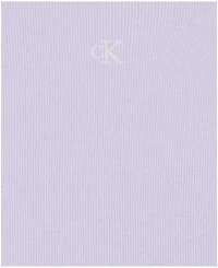 Calvin Klein Girls' 4-6X Square Neck T-Shirt and Wide Leg Denim Pants, 2-Piece Set