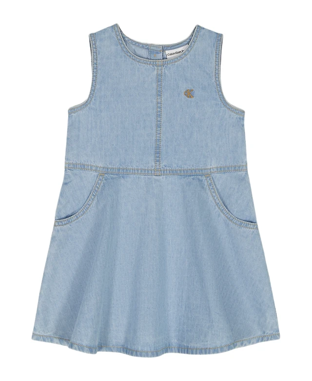 calvin klein sleeveless denim dress CALVIN KLEIN Denim Sleeveless Mini Dress