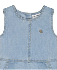 Calvin Klein Girls' 4-6X Round Neck Denim Dress