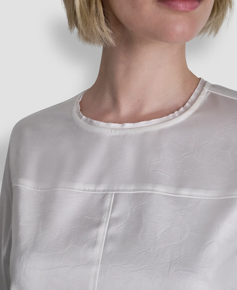 Dkny Women's Crackle Woven Crewneck Blouse