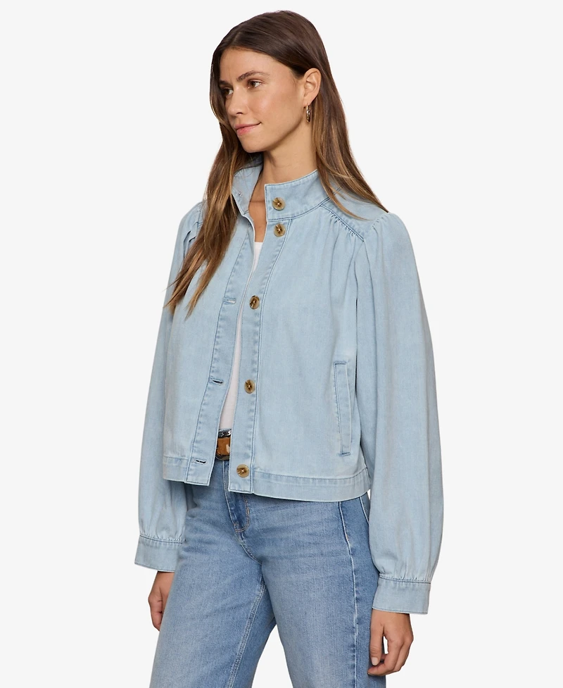 Sanctuary Women's Blouson Denim Collared Jacket