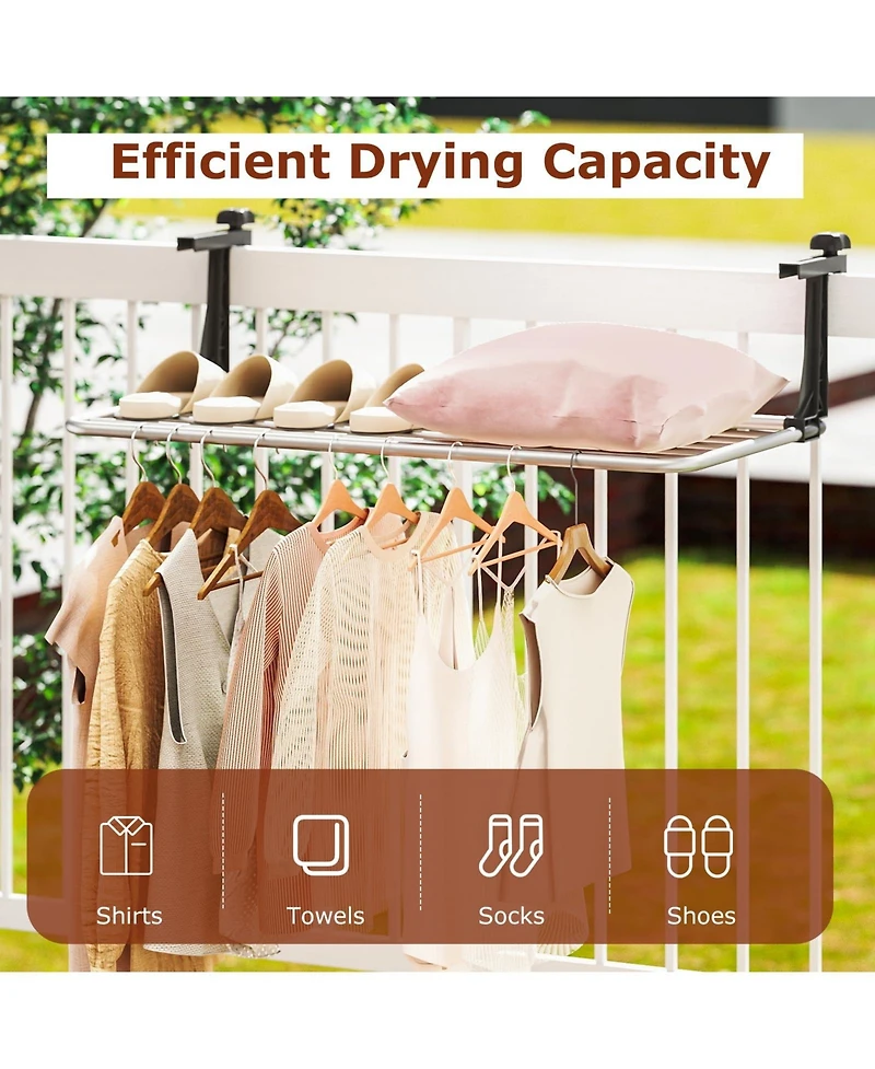 Ecooso Portable Aluminum Clothes Drying Rack Towel Stand with Adjustable Foldable Brackets