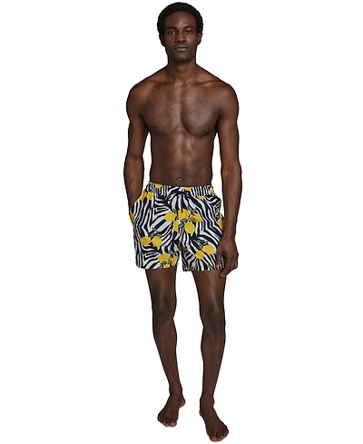 Karl Lagerfeld Paris Men's Regular-Fit Quick-Dry 5" Swim Trunks with Boxer Brief Liner