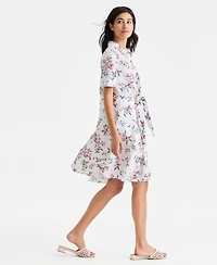 Charter Club Women's Shannons Garden Printed 100% Linen Dress, Macy's Exclusive