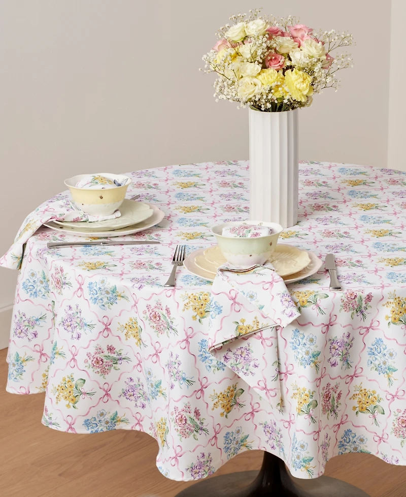 Lenox Bouquet Ribbon Round Tablecloth, 70"