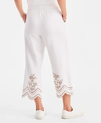 Style & Co Petite Trim Eyelet Wide-Leg Knit Pants, Macy's Exclusive