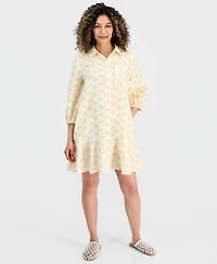 Charter Club Petite Linen Charleston Toile Flounce Dress, Macy's Exclusive