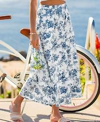 Cupshe Women's Toile Print Elastic Waist Midi Skirt