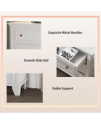 Gaomon White 5-Drawer Wooden Dresser, Storage Chest with Exquisite Metal Handles