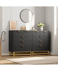 gaomon Modern Drawer Wide Dresser Chest, Gold Metal Legs & Handles