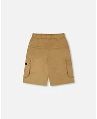 Deux par Deux Big Boys Stretch Twill Bermuda with Cargo Pockets Beige