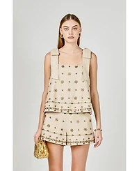 endless rose Women's Bow Sleeveless Beaded Top