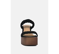 Misaki Womens Woven Suede Strap Platform Sandals