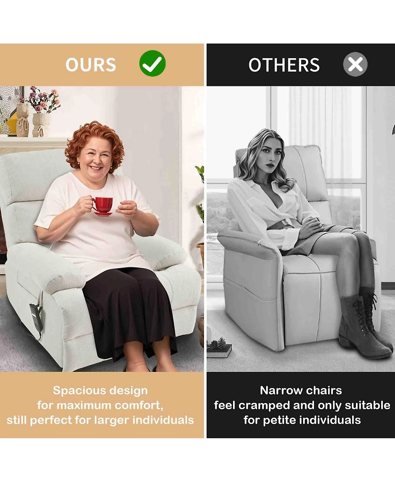 Boyel Living Oversized Power Lift Recliner Chair for Elderly Electric Recliner