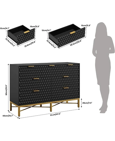 Gaomon Drawer Modern Wooden Dresser, Wide Top & Deep Storage Chest for Living Room