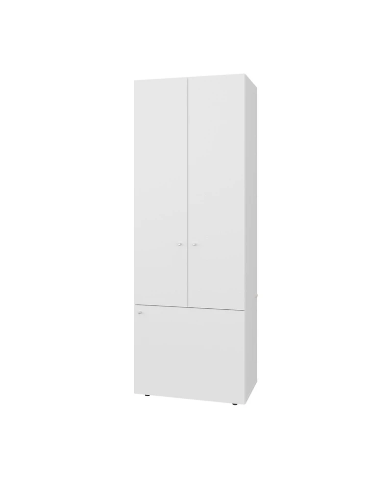 Fm Furniture Tolleson 3-Door Tall Wardrobe Cabinet with 4 Shelves – Freestanding Storage Armoire for Bedroom or Entryway, White