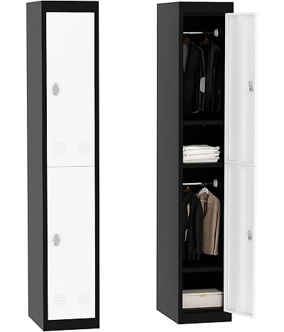 Gaomon 71" Heavy Duty Lockable Metal Locker Cabinet with Hanging Rod & 2 Shelves