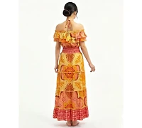 Dotti Women's Ruffled Smocked-Waist Tiered Cover-Up Dress