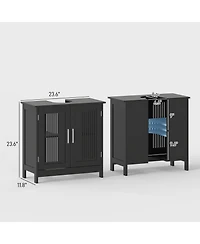 Kleankin Bathroom Under Sink Cabinet Vanity Unit w/ Adjustable Storage Shelves