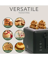 Willow Kitchen 2-Slice Toaster with Wide Slots - Perfect for Toast Bagels, Compact Design, Crumb Tray