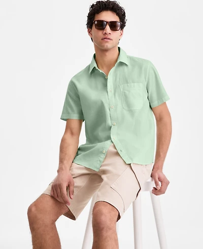 Sun + Stone Men's Garment Dyed Linen Blend Hero Shirt, Macy's Exclusive