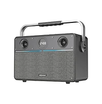 RadioShack 80W Wireless Speaker, Bluetooth/Usb/Aux, Guitar & Mic Inputs, Metallic Finish and Grill For Powerful Sound – Model 4001985