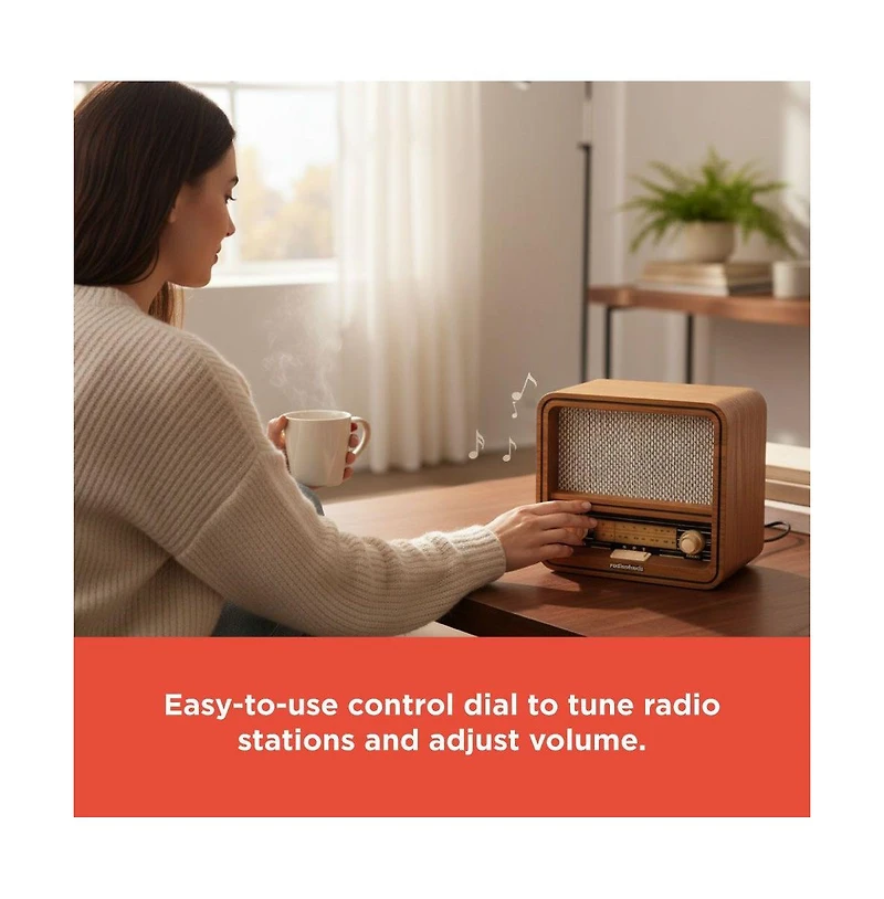 RadioShack Retro Am/Fm Radio, Vintage and Classic Wood Style, Bluetooth, Dual 5W Speakers – 4001796