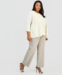 Anne Klein Plus Floral Applique Cardigan Sweater