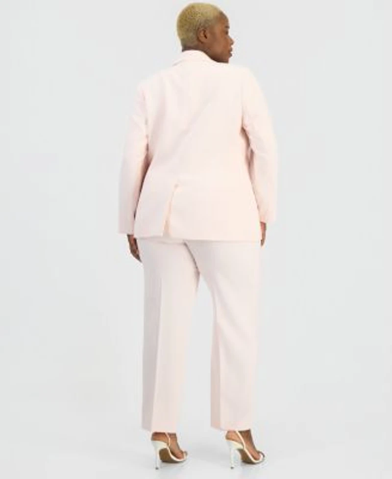 Anne Klein Plus Size Embellished Peak Lapel Blazer Straight Leg Pull On Pants