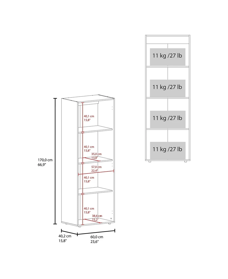Fm Furniture World 2-Door Tall Wardrobe Cabinet, 4 Shelves, Vertical Storage, 66.9"H – Bedroom