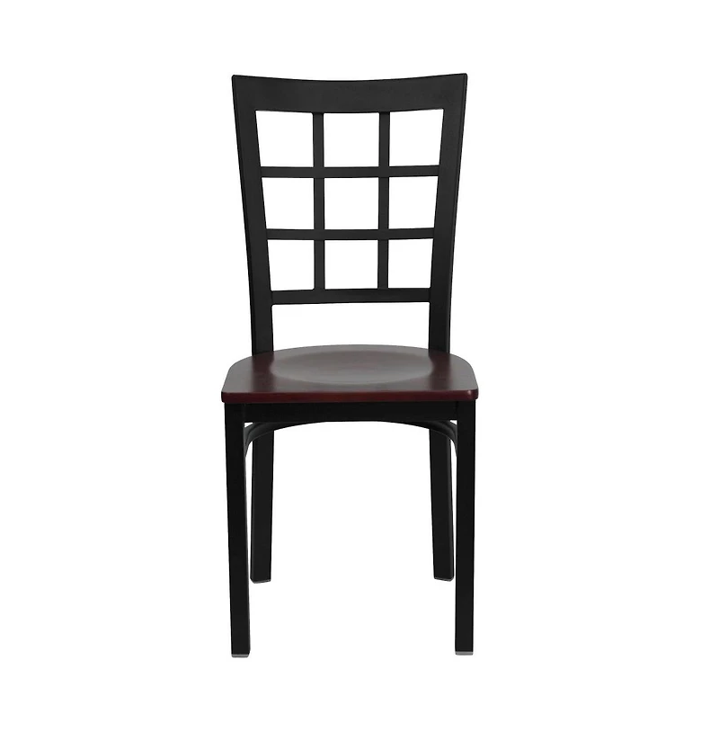 Emma+Oliver Window Back Metal Restaurant Dining Chair