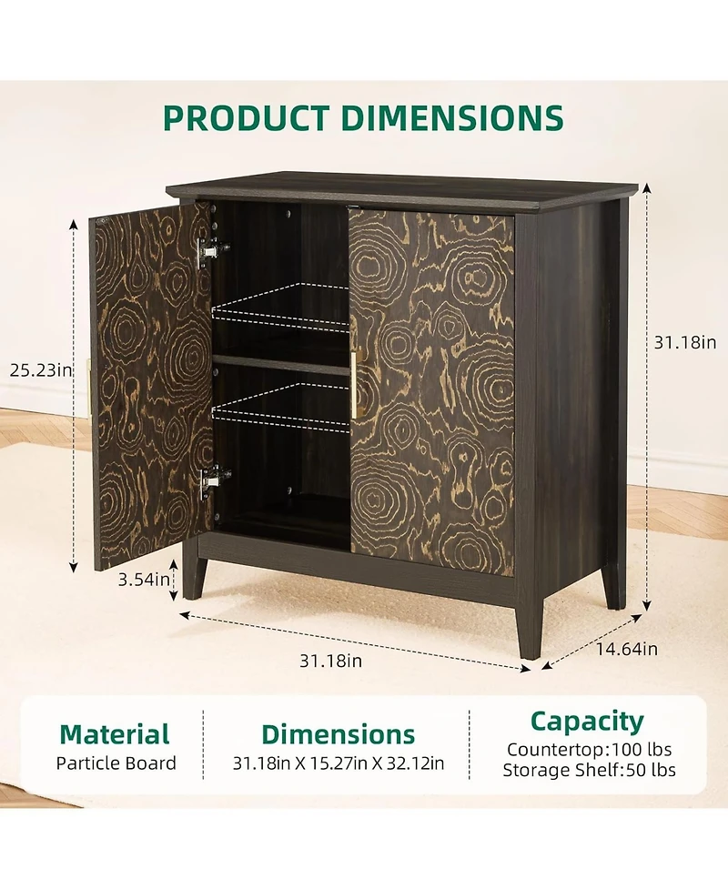 gaomon farmhouse buffet sideboard cabinet with storage, 32" modern coffee bar cabinet adjustable shelves, ideal for living spaces