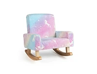 Slickblue Upholstered Kids Rocking Chair with Sturdy Wood Legs